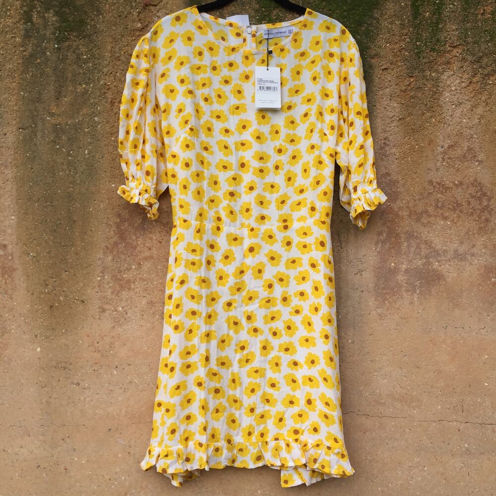 NEW Faithfull The Brand Florence Yellow Floral Dress 8 L